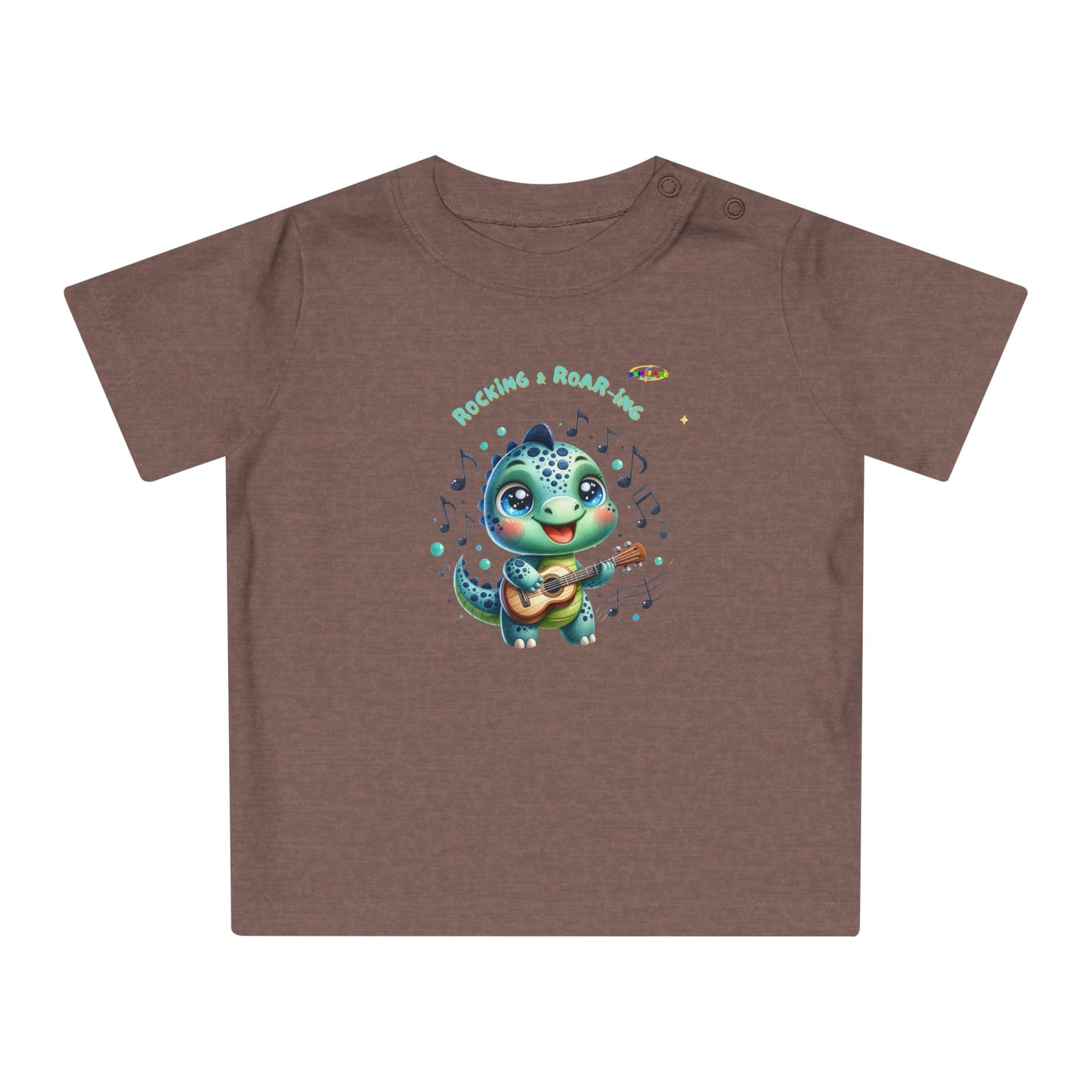 Cute Baby Dino Playing the guitar Baby T-shirt-My Bright Side Clothing