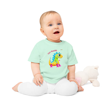 Cute Tiny Roars colourful baby dino  Logo Baby T-Shirt -MyBrightSideClothing