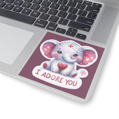 Cute and Sweet Happy Valentines Elephant-Kiss-Cut Sticker-My Bright Side Clothing