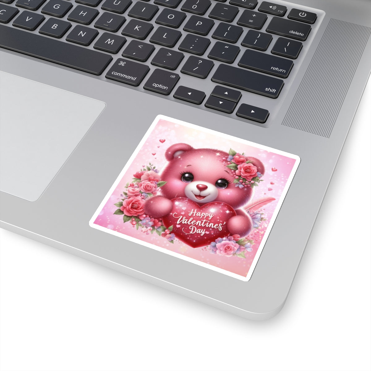 Cute Pink Teddy Bear Valentines Kiss-Cut Sticker-My Bright Side Clothing