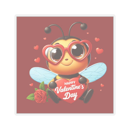 Cute and Sweet Happy Valentines Bumble Bee-Kiss-Cut Sticker-My Bright Side Clothing