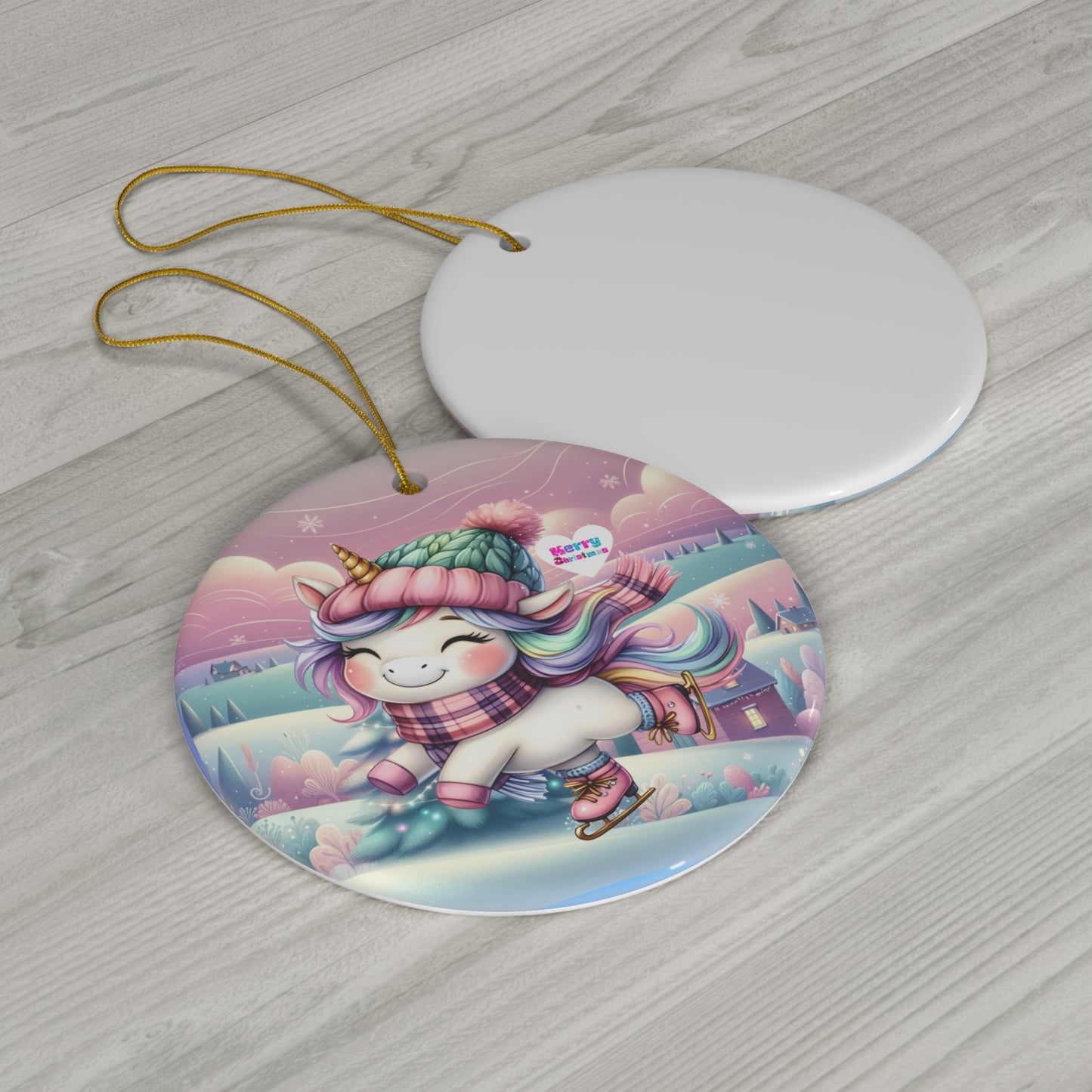 Cute Pastel Baby Unicorn Christmas Ceramic Ornament--My Bright Side Clothing