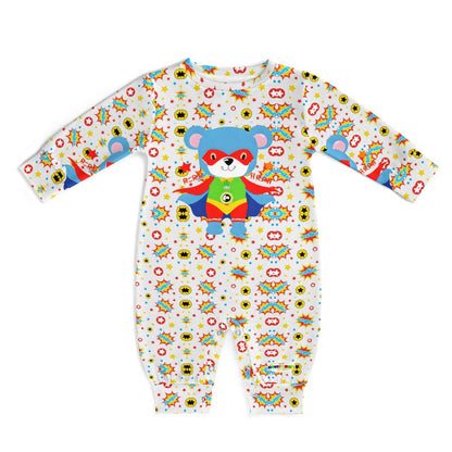 Teddy Bear Superhero Theme Baby Romper-My Bright Side Clothing