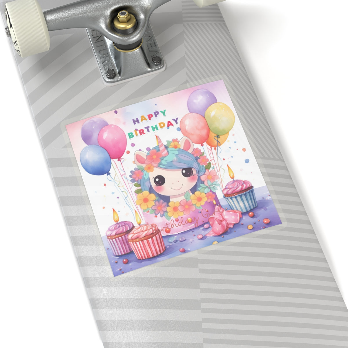 Cute Happy Birthday Pastel Unicorn Kiss-Cut Sticker--My Bright Side Clothing