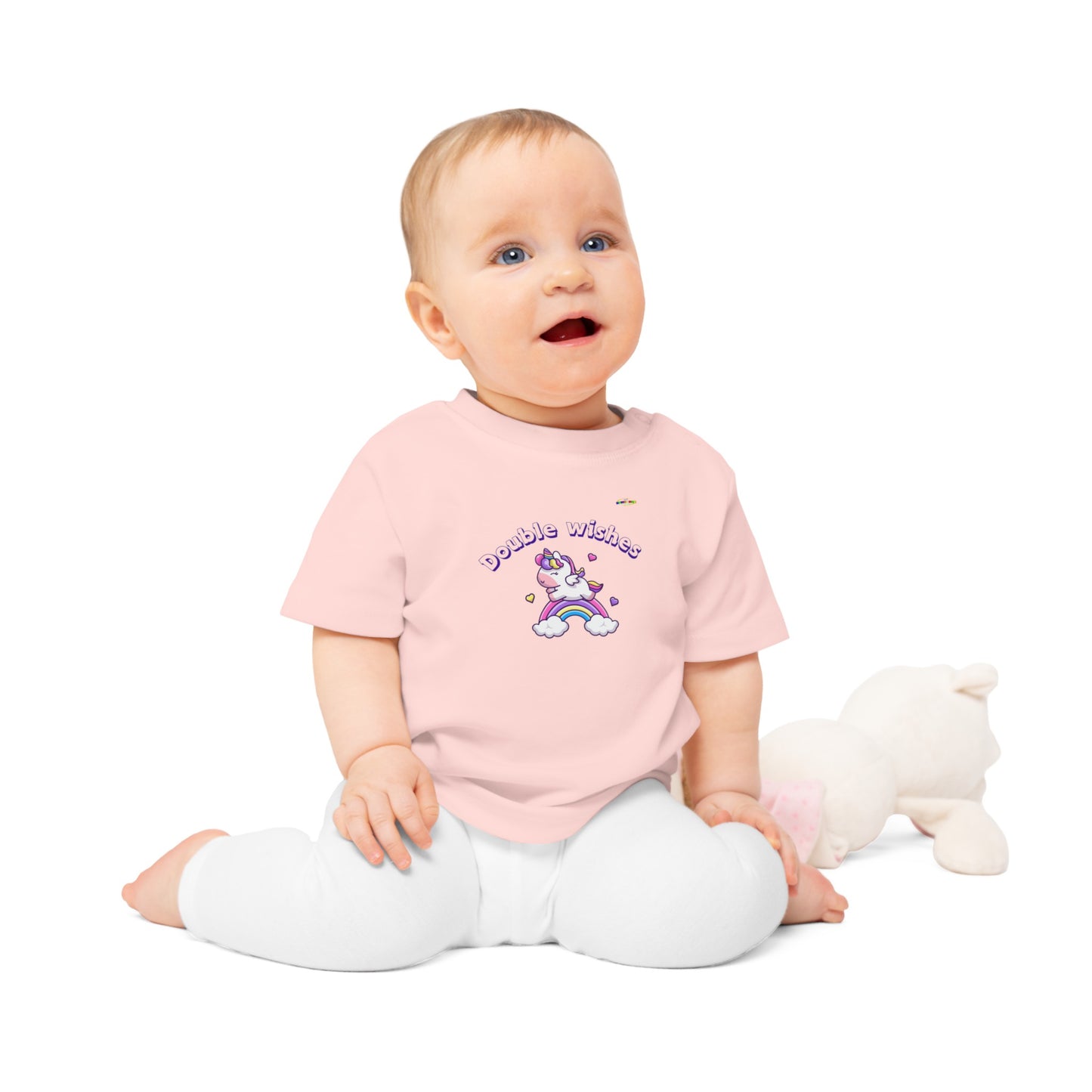 Cute Double Wishes Rainbow Unicorn Graphic Baby T-Shirt-My Bright Side Clothing