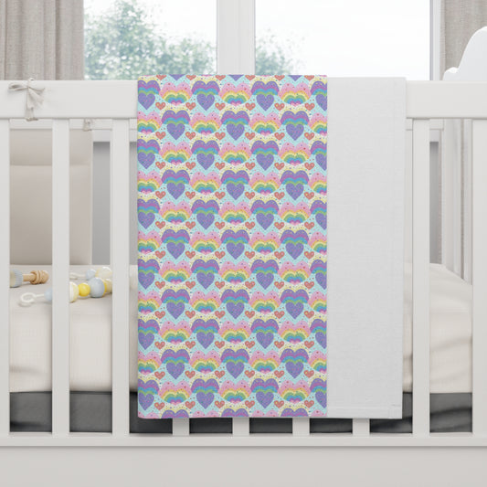 Rainbow Heart Pattern Soft Fleece Baby Blanket-My Bright Side Clothing