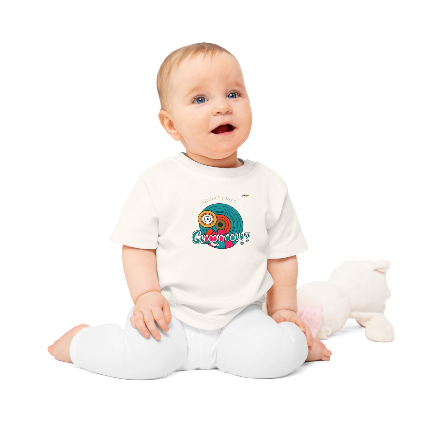 Cute Groovy Tunes Retro record Logo Baby T-Shirt -MyBrightSideClothing