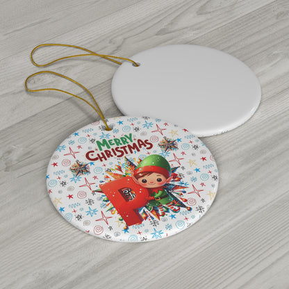 Letter P  Cute Christmas Elf ceramic ornament(A-Z Collection)-My Bright Side Clothing