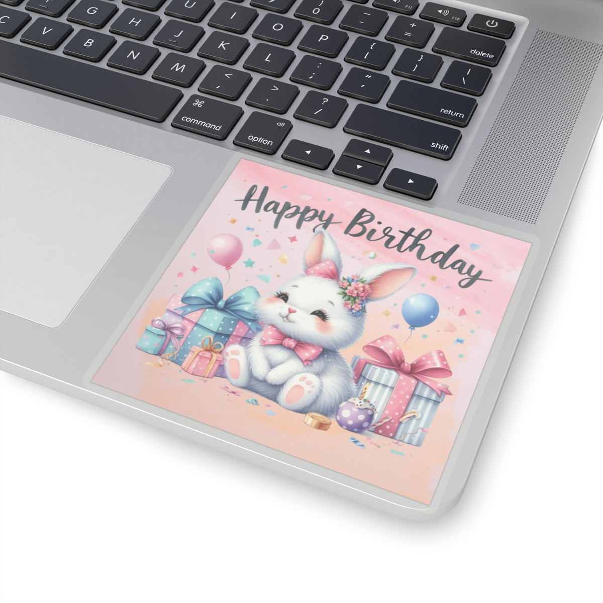 Cute Bunny Happy Birthday Kiss-Cut Sticker-My Bright Side Clothing