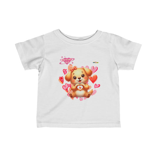 Cute Loving me Loving You Heart Puppy Infant Fine Jersey Tee-My Bright Side Clothing