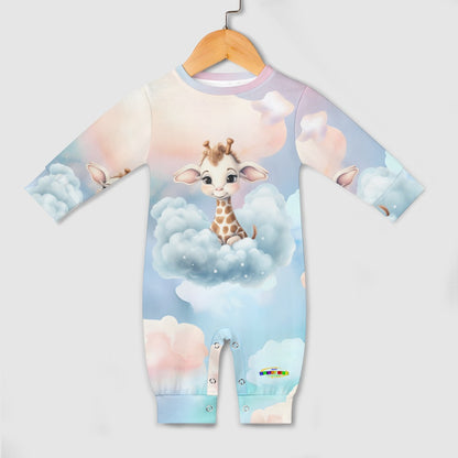 Cute little Giraffe and Cloud Pattern Baby Romper-My Bright Side Clothing