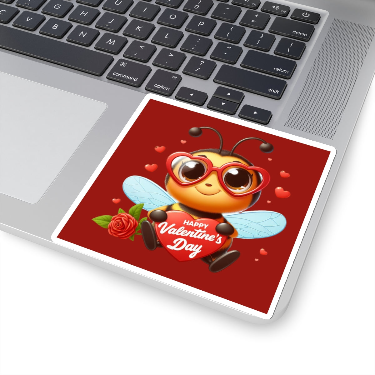 Cute and Sweet Happy Valentines Bumble Bee-Kiss-Cut Sticker-My Bright Side Clothing