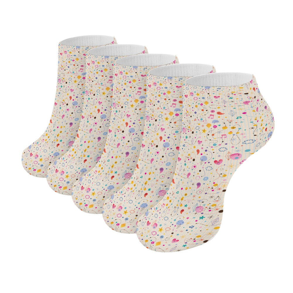 Pastel Colourful Heart Pattern Children's Comfortable Socks -5 Pairs -MyBrightSideClothing