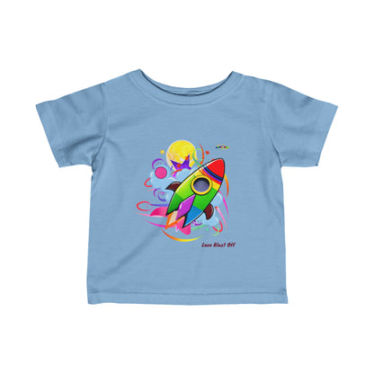 Cute Love Blast Off Rocket Ship Graphic Infant Fine Jersey Tee  -My Bright Side Clothing