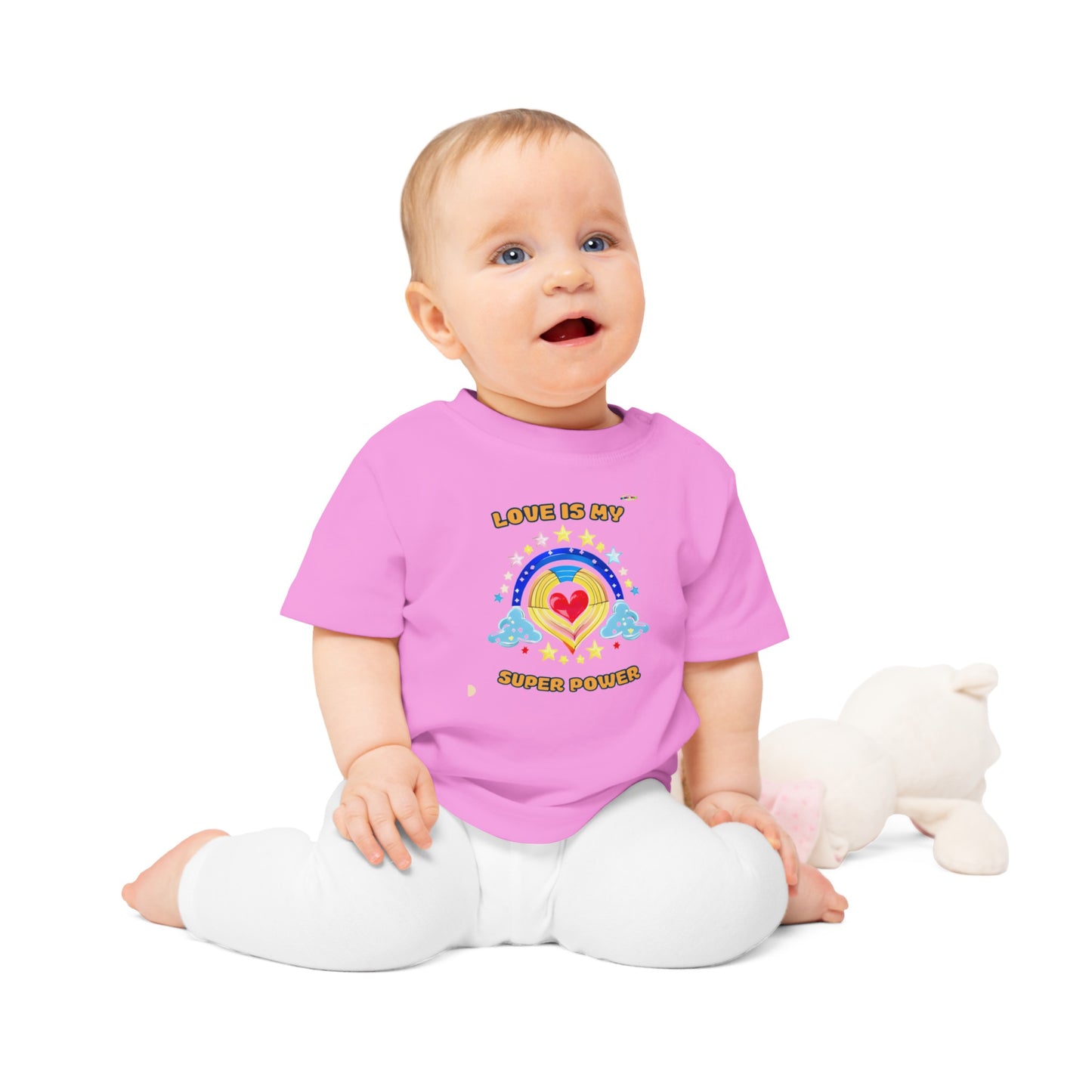 Love is My Super Power Rainbow and Heart Graphic Baby T-Shirt-My Bright Side Clothing