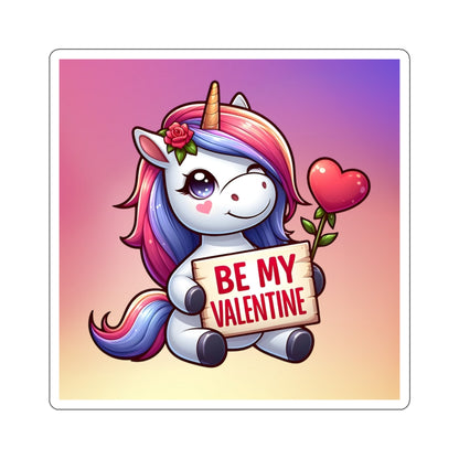 Cute and Sweet Rainbow Unicorn Happy Valentine Kiss Cut Sticker --My Bright Side Clothing