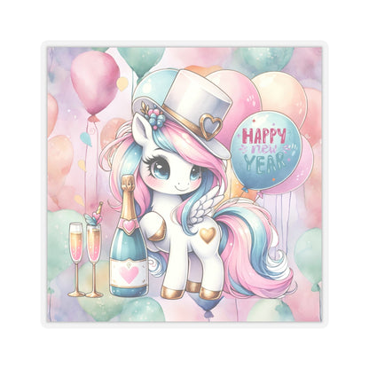 Happy New Year Pastel Unicorn Kiss-Cut Sticker-My Bright Side Clothing