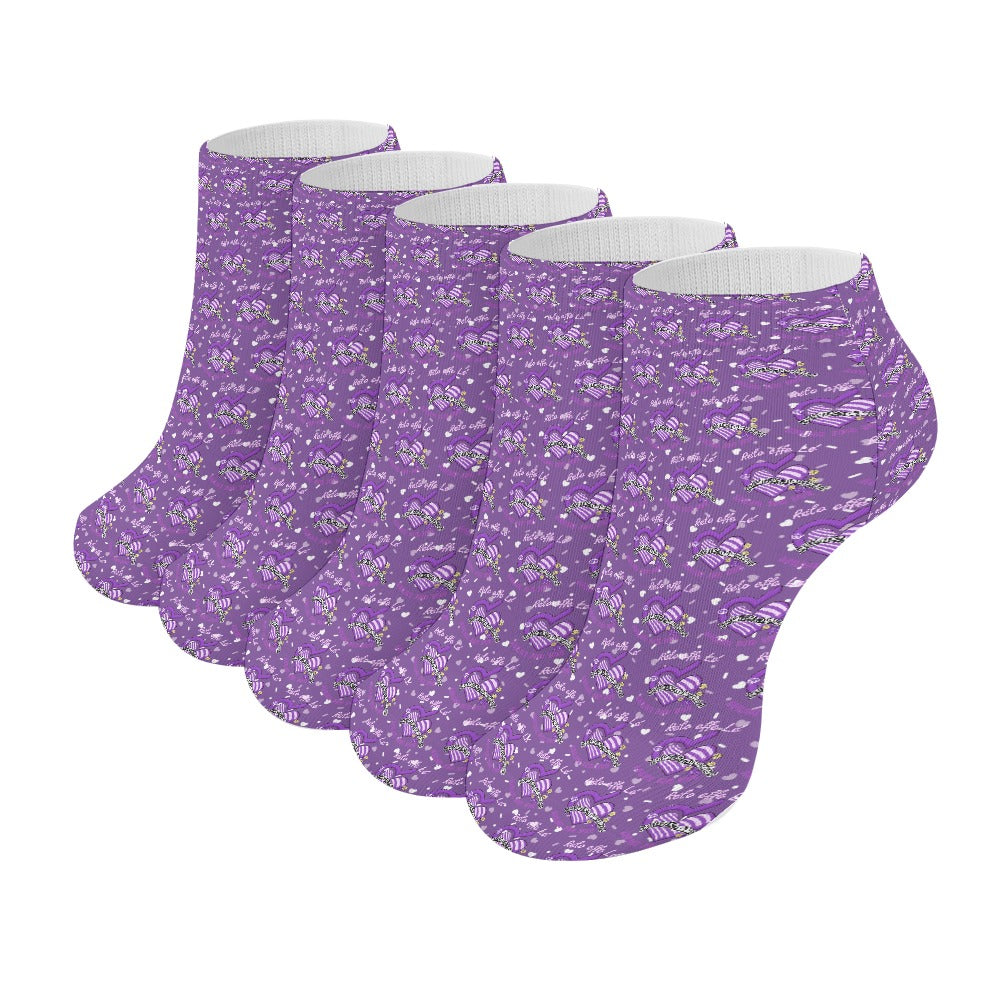 Purple heart Pattern Children's Comfortable Socks -5 Pairs -MyBrightSideClothing