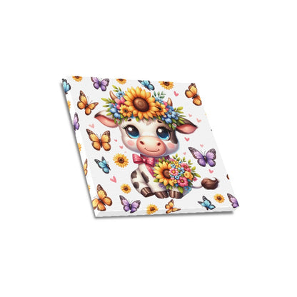 Cute colourful butterfly sunflower baby cow graphic Canvas Print 16"x16"-My Bight Side Clothing