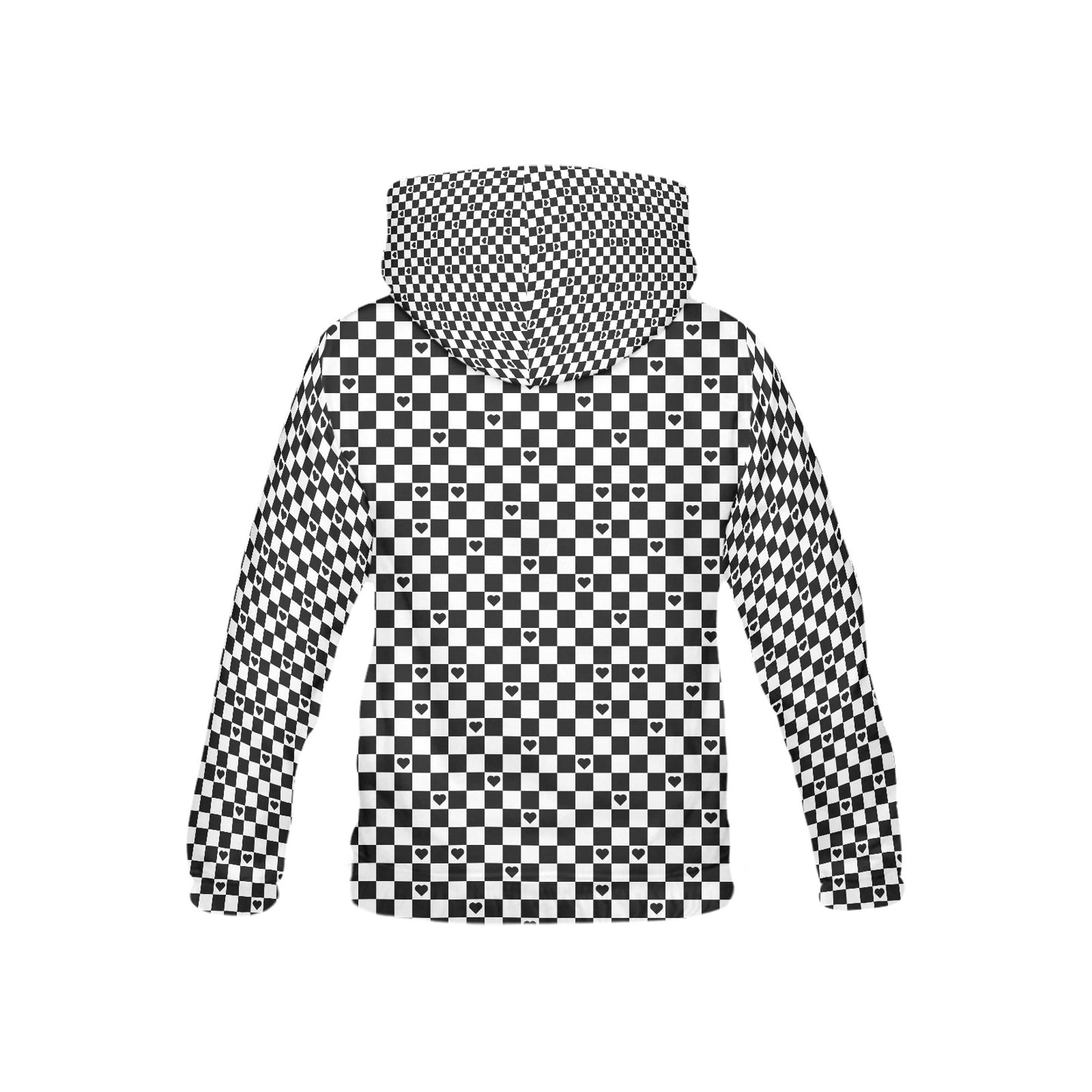 Black and White checkered Heart Pattern and Graphic Children's Hoodie-My Bright Side Clothing