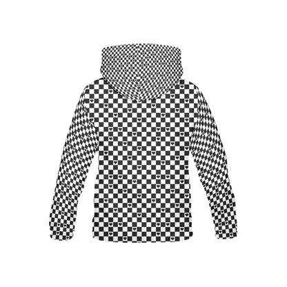 Black and White checkered Heart Pattern and Graphic Children's Hoodie-My Bright Side Clothing