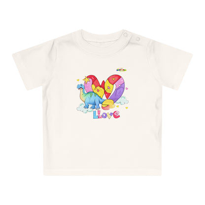 Cute Rainbow Heart Dino Graphic Baby T-Shirt-mybrigtsideclothing.com