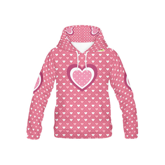 Beautiful Pink Heart Pattern Children's Hoodie-My Bright Side Clothing