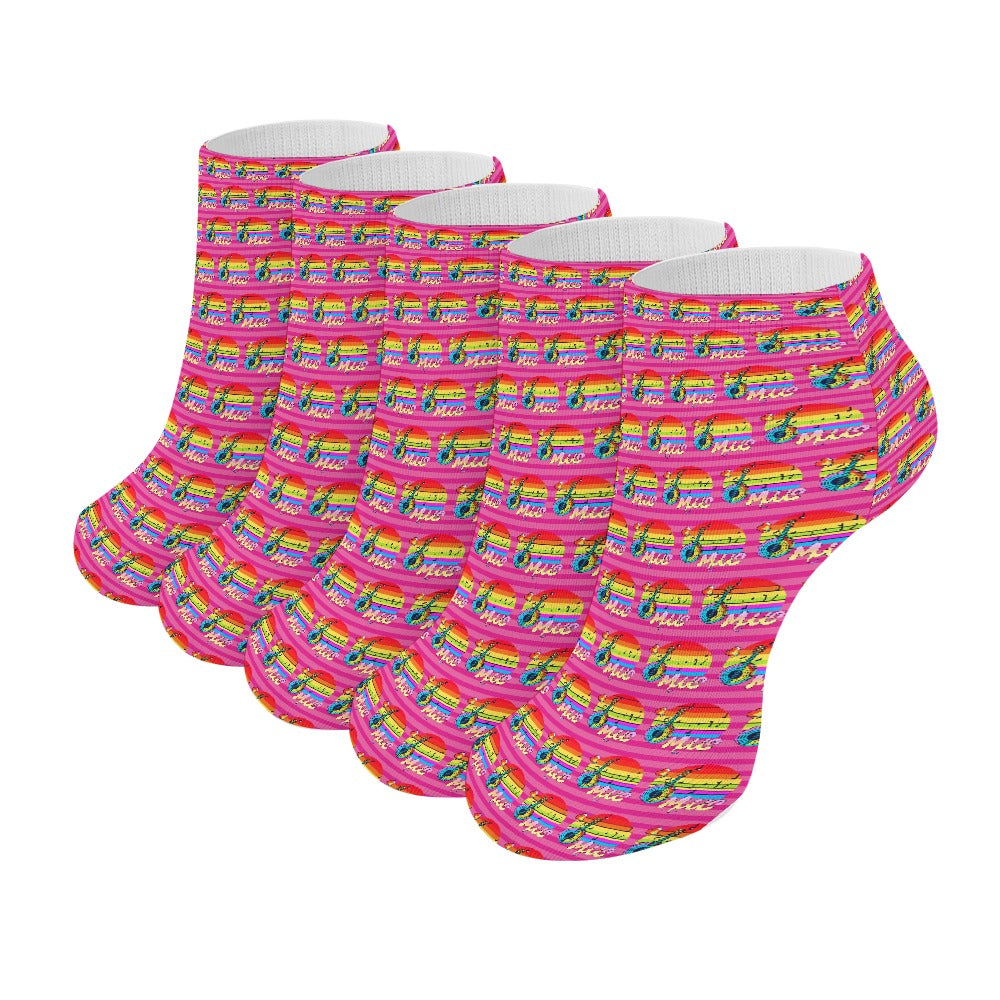 Pink stripes Music Pattern Children's Comfortable Socks -5 Pairs -MyBrightSideClothing