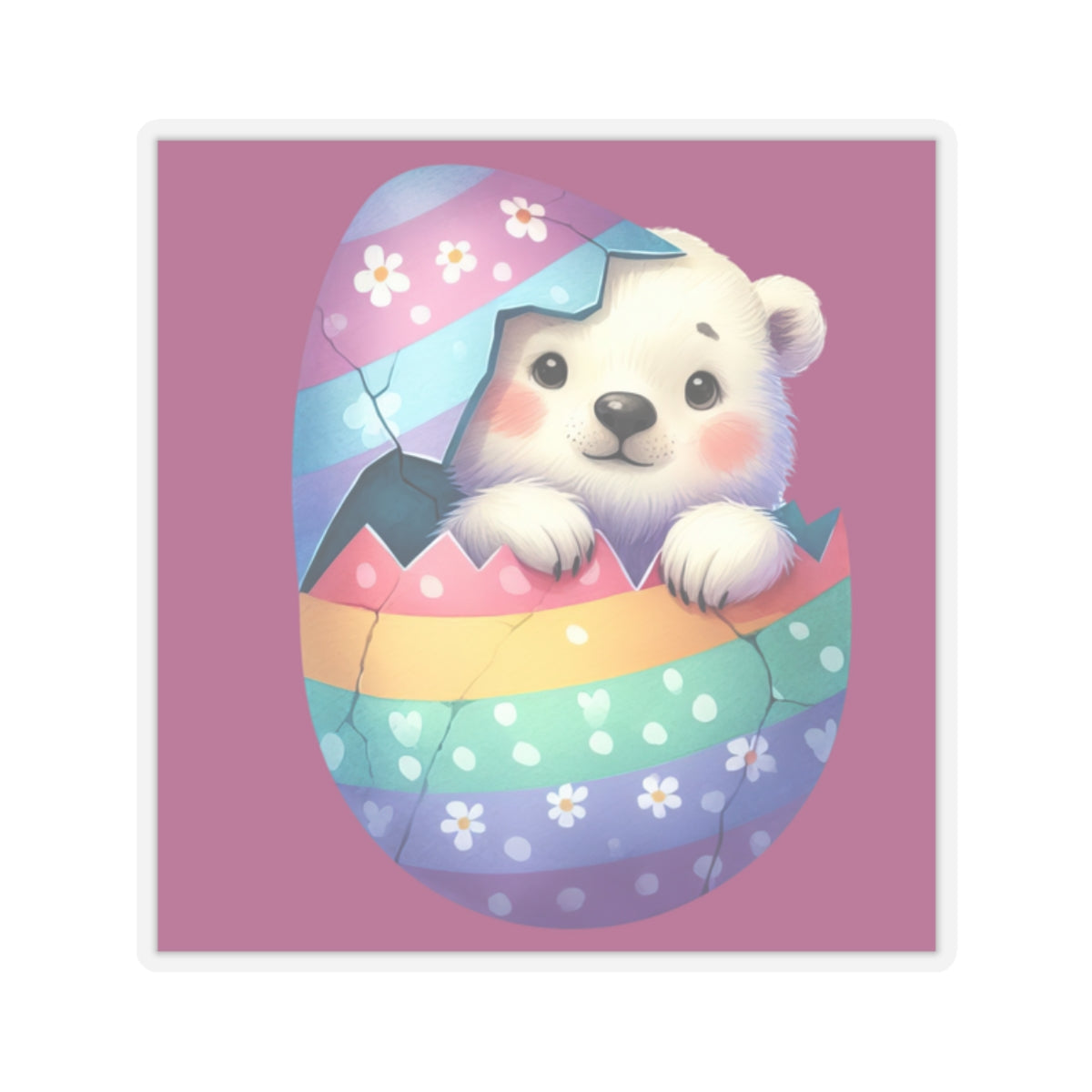 Cute and Sweet Little Polar Bear Easter Egg -Kiss-Cut Sticker-My Bright Side Clothing