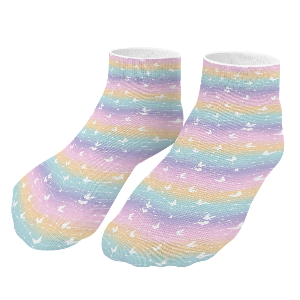 Beautiful Pastel Rainbow Butterfly Pattern Children's Comfortable Socks -5 Pairs -MyBrightSideClothing