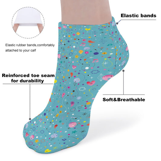 Teal Colourful Heart Pattern Children's Comfortable Socks -5 Pairs -MyBrightSideClothing