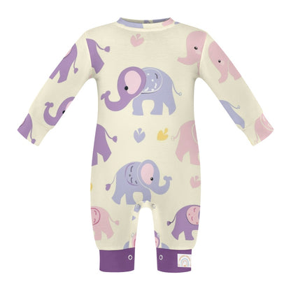 Cute Pink & Purple Elephants Baby romper - My Brightside Clothing