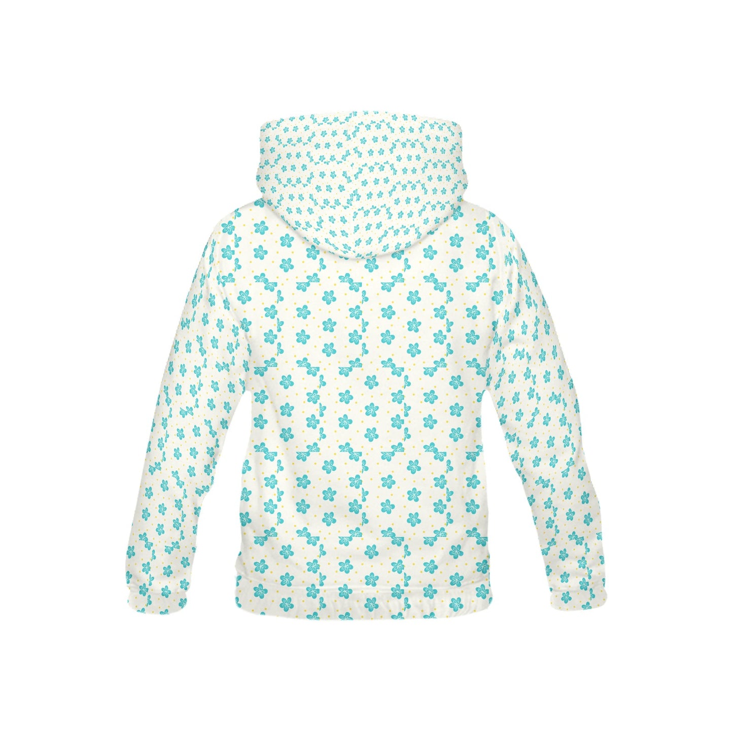 White and Teal mini Flower pattern Children's Hoodie-My Bright Side Clothing