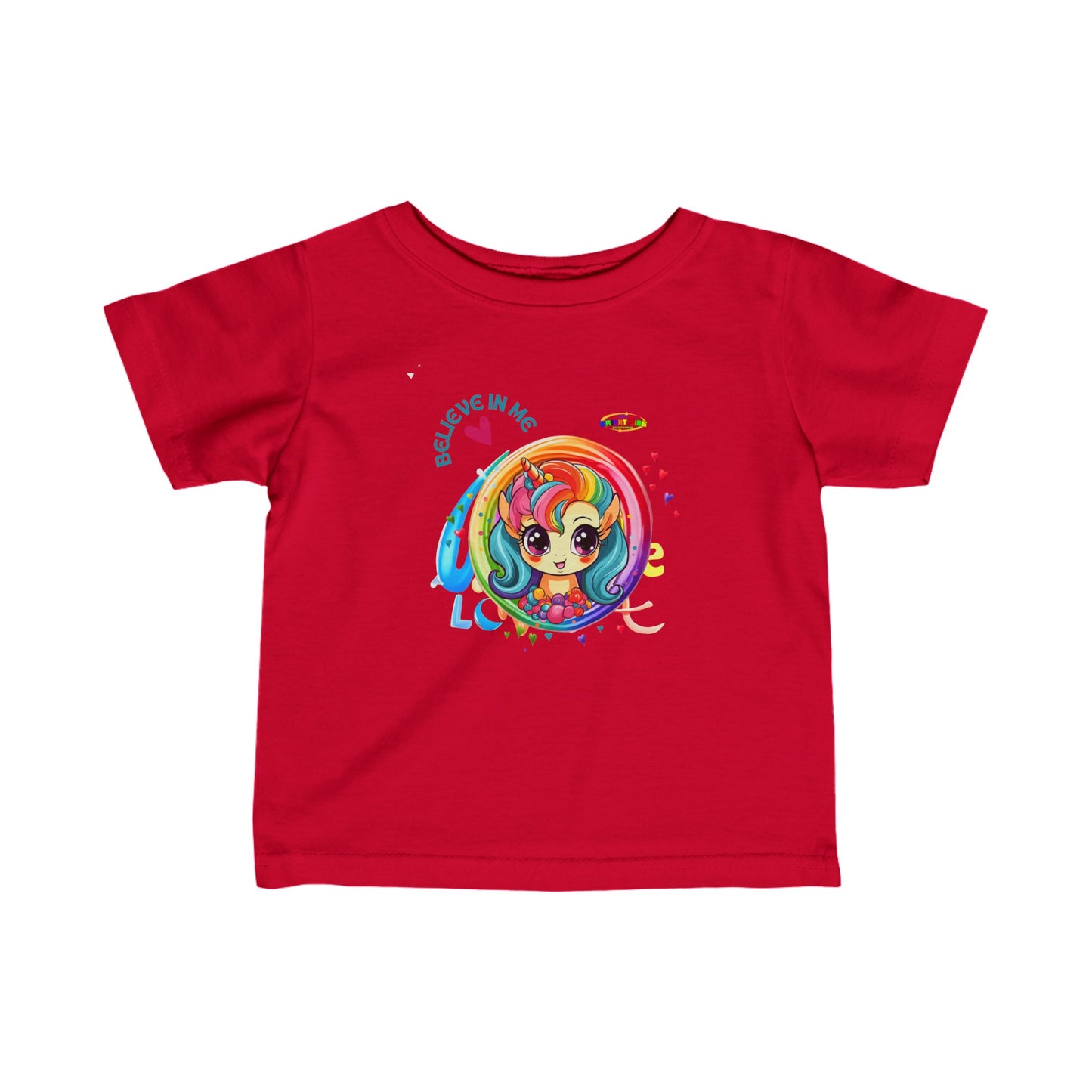 Cute Believe in me Rainbow Unicorn Infant Fine Jersey Tee-My Bright Side Clothing