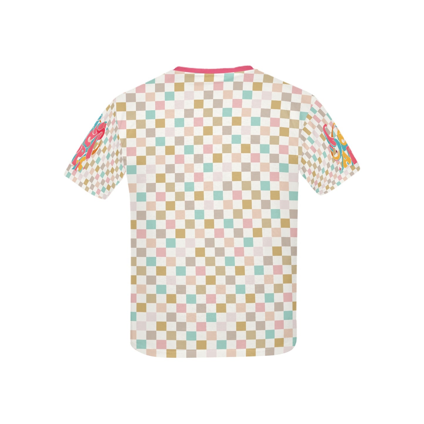 Pastel Retro Checkered Pattern and Logo Children's T-shirt -My Bright Side Clothing