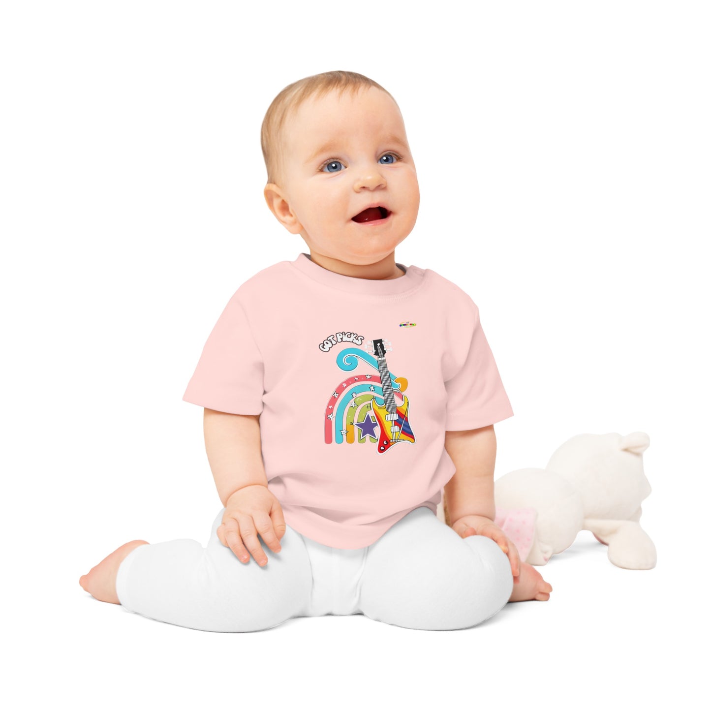 Got Picks cute rainbow guitar logo Fleece Baby T-Shirt-MyBrightSideClothing