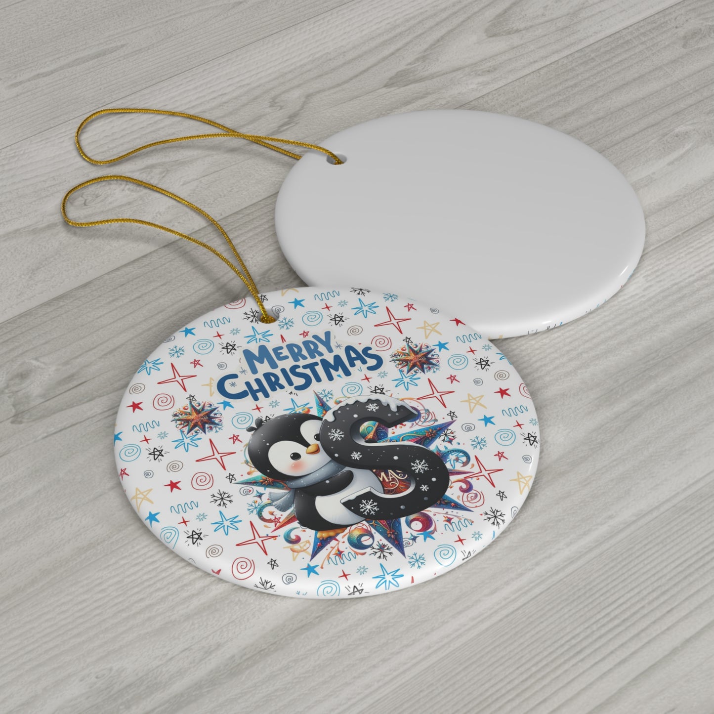 Letter S Cute Christmas Penguin ceramic ornament(A-Z Collection)-My Bright Side Clothing