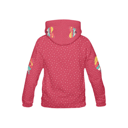 Red Retro Heart Pattern and Graphic Children's Hoodie-My Bright Side Clothing