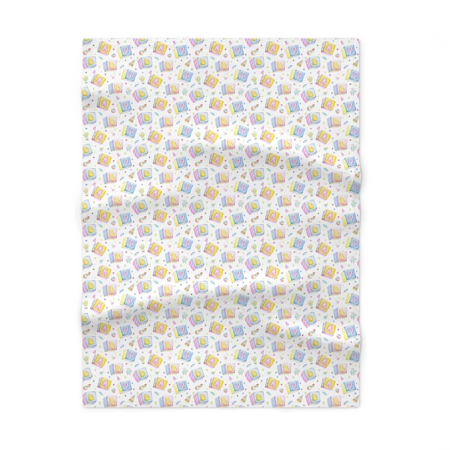 Cute Pastel ABC Baby Blocks Pattern Soft Fleece Baby Blanket--My Bright Side Clothing