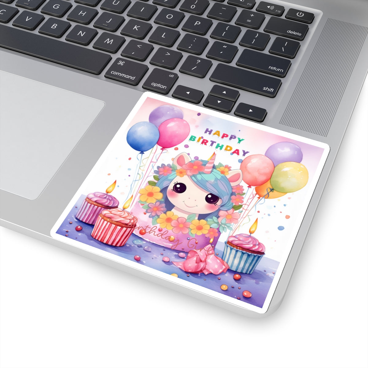 Cute Happy Birthday Pastel Unicorn Kiss-Cut Sticker--My Bright Side Clothing