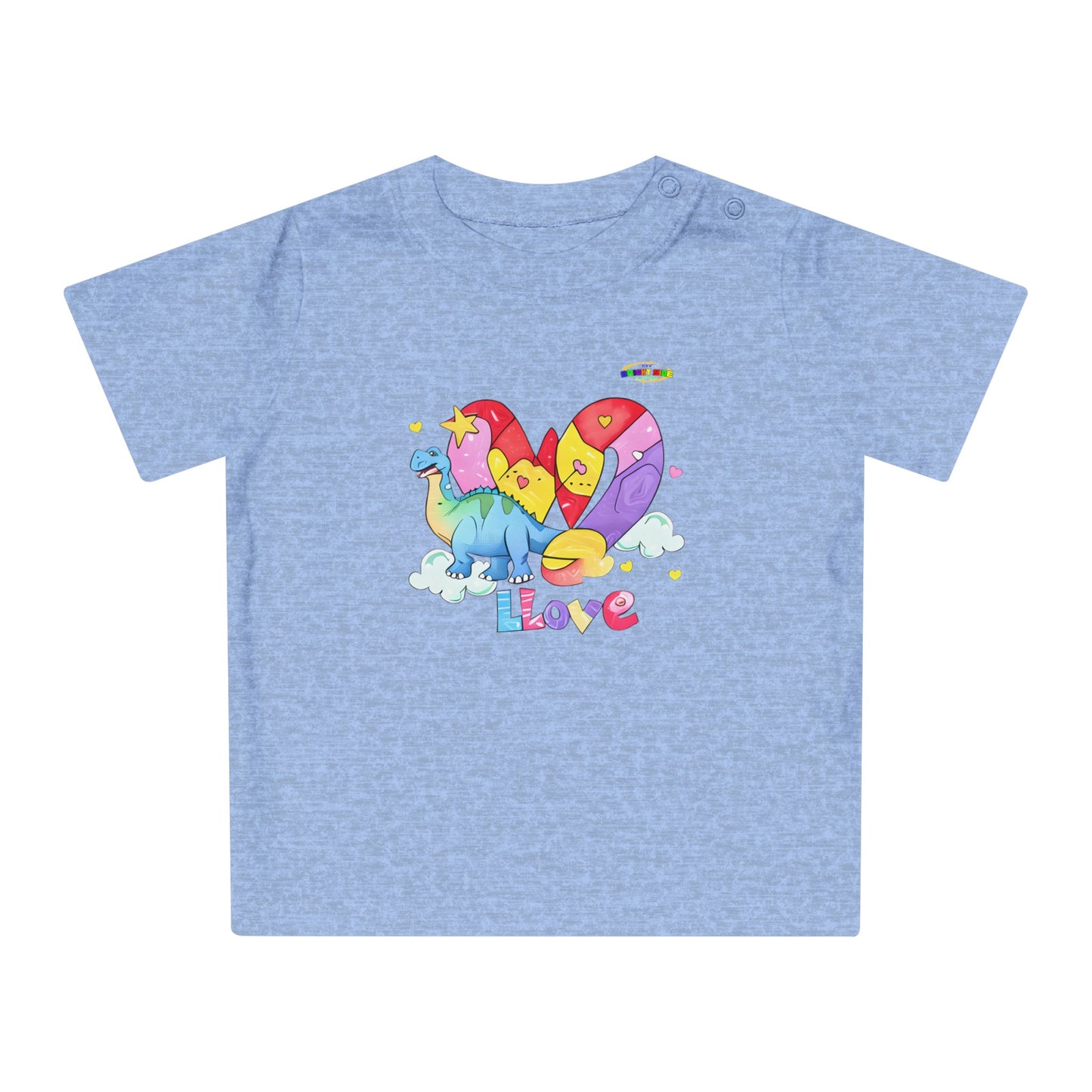 Cute Rainbow Heart Dino Graphic Baby T-Shirt-mybrigtsideclothing.com