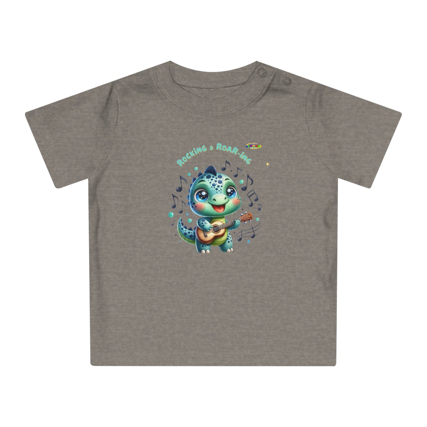 Cute Baby Dino Playing the guitar Baby T-shirt-My Bright Side Clothing