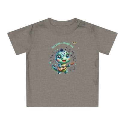 Cute Baby Dino Playing the guitar Baby T-shirt-My Bright Side Clothing