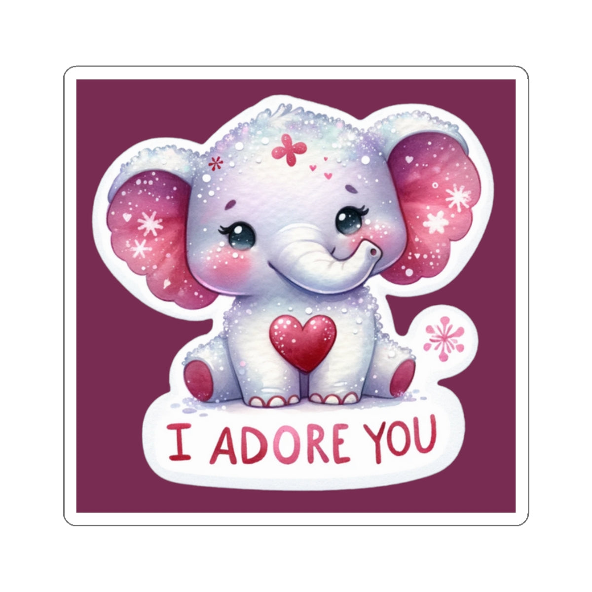 Cute and Sweet Happy Valentines Elephant-Kiss-Cut Sticker-My Bright Side Clothing