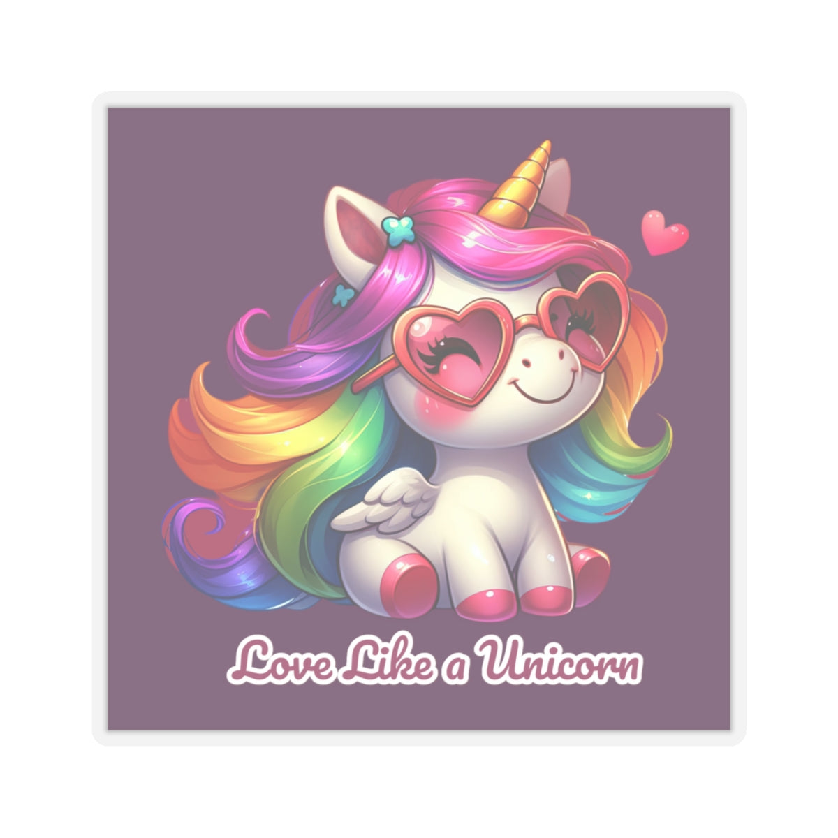 Cute and Sweet Happy Valentines Unicorn Kiss-Cut Sticker-My Bright Side Clothing