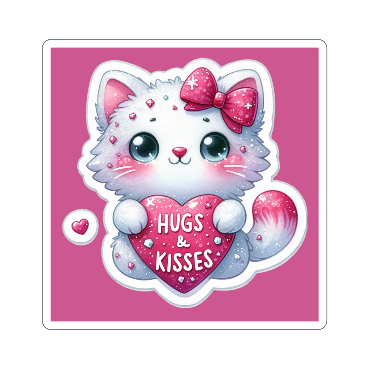 Cute and Sweet Happy Valentines Kitten-Kiss-Cut Sticker-My Bright Side Clothing