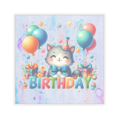 Cute Kitten Happy Birthday Kiss-Cut Sticker-My Bright Side Clothing