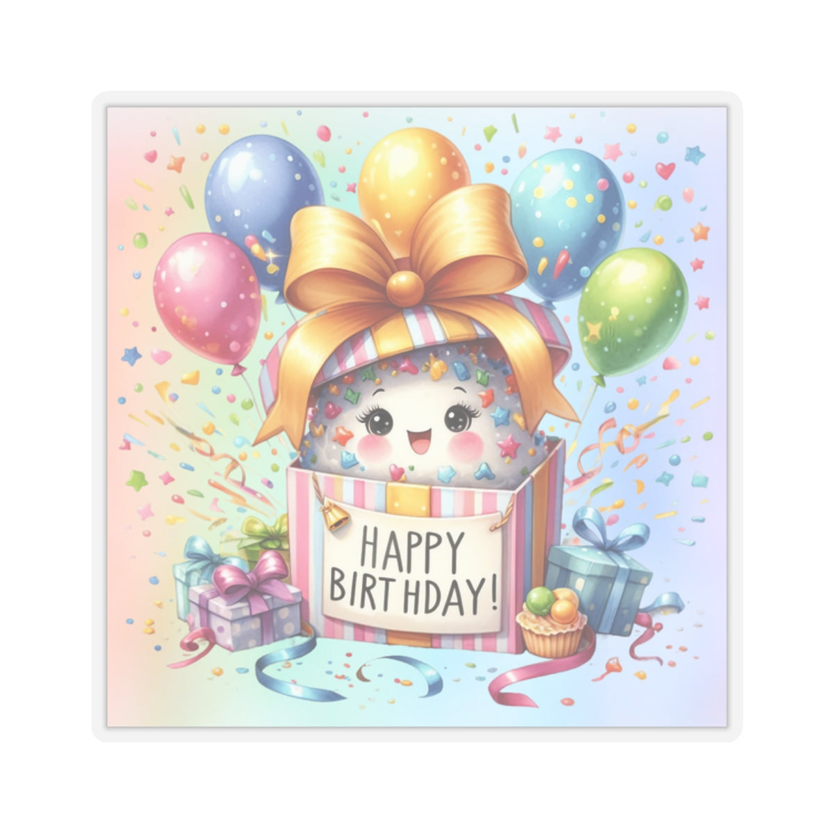 Cute Happy Birthday Kiss-Cut Sticker-My Bright Side Clothing