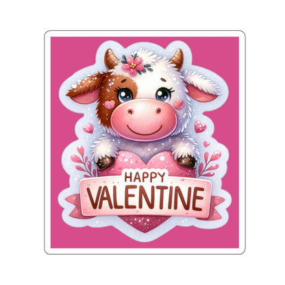 Cute and Sweet Happy Valentines Cow Kiss-Cut Sticker-My Bright Side Clothing