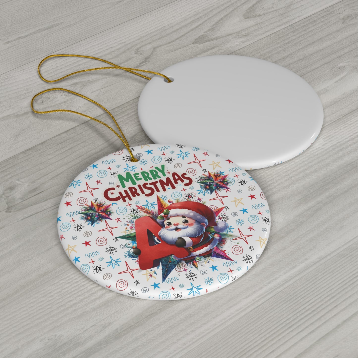 Letter A Cute Christmas Santa ceramic ornament(A-Z Collection)-My Bright Side Clothing